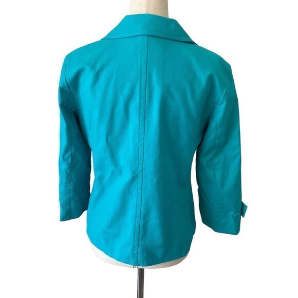 Talbots NWOT Cotton Stretch Pique Turquoise One Button Blazer Jacket 6P - Picture 3 of 6